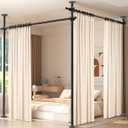 Room Divider for Room Separation,4-10ft(H) 28-140inch(W) Adjustable Temporary Privacy Wall Divider, Tension Curtain Rods No Drilling, Heavy Duty Partition Space Separator Freestanding,Black