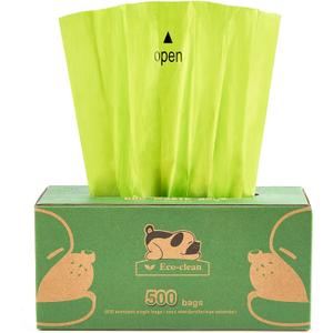 ECO-CLEAN Dog Poop Bags, 500 Count, Leak-Proof, Earth-Friendly, Tissue-Style Dispensing, Big Enough for All Pet Size, Keep Your Hands Safe (Green)