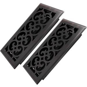 Howeall 4x10 Inches 2 Pack Heavy Duty Walkable Floor Register Easy Adjust Air Supply Lever Floor Vents - Charlotte Design - Vent Cover for Home Floor - Oil Rubbed Bronze