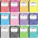 24 Pack 9.75 x 7.5 in Large Composition Notebooks Bulk 12 Color Wide Ruled Composition Books Marble Journal Notebook 60 Sheets per Book for Aldult Student College Office Back to School Supplies