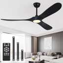 52 In Ceiling Fan with Light and Remote, 6-Speed Dimmable Outdoor Ceiling Fan, High CFM Quiet 3 Blade Wood Ceiling Fan, Modern Propeller Ceiling Fan for Outdoor Indoor Patio Porch (Black)
