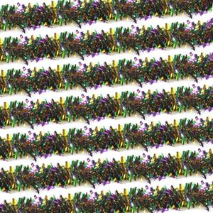 100 Feet Mardi Gras Tinsel Garland Gold Green Purple Garland Mardi Gras Christmas Tree Tinsel Metallic Twisted Hanging for Oktoberfest Birthday Party Decoration