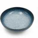 Ceramic Fruit Bowl for Kitchen Counter - 10" Decorative Bowl, Acacia wood baseLarge Decorative Bowls for Home Decor - Modern Key Bowl for Entryway Table - Pedestal Bowl for Keys Blue