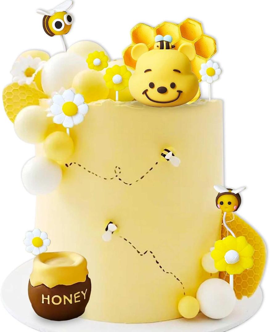 Bumble Bee Cake Decorations Honey Comb Decorations Bear Baby Shower Cake Decoration Fun to Bee One Cake Topper Bumble Bee Party Favors Supplies Bee Cake Topper Bumble Bee Cupcake Toppers