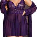 Lingerie Lingerie Set Women's Exotic Nightgowns Lace Chemise Lingerie Side Slit Nightdress, M