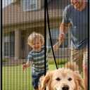 Kitsure Magnetic Screen Door - 32.0 x 80.0'' Retractable Screen Door Mesh for Front Door or Sliding Door, Pet & Kid Friendly, Hands-Free Closure Keeps Bugs Out & Lets Breeze in, Stripe Black