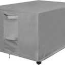 OutdoorLines Outdoor Waterproof Patio Ottoman Covers - Rectangle UV-Proof Patio Side Table Cover Windproof Heavy-Duty Furniture Covering Protector 28L x 22W x 17H Inch, Grey
