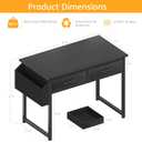 DLisiting Small Desk with Fabric Drawers for Bedroom, 32 Inch Gaming Desk with 2 Drawers for Small Space, Study Writing Table PC Desks, Black, 31.5"