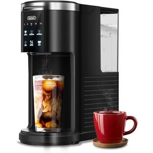 Gevi EzPod Compact Single Serve Coffee Maker, Pod Coffee Maker Compatible with Single-Serve Pods and Ground Coffee, 40 oz Reservoir, Portable, Ideal for Office, Camping, 1000W Iced Coffee Maker, Black