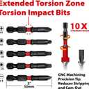 BIG RED BHT-5MTIB01R-4 Torin Hex Shank Screwdriver Bits, Magnetic Torsion Impact Bit Set, 5-Piece