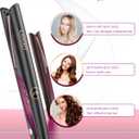 LANDOT Hair Straightener and Curler 2-in-1: Twist Flat Curling Iron for Smooth Straight & Bouncy Curls, Anti-Frizz, Dual Voltage, 12 Temps 250-450F for All Hair Types, 1 Inch, Metallic Gray