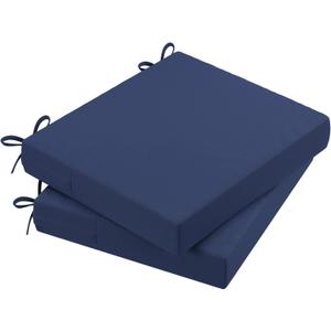 AAAAAcessories Outdoor Seat Cushions for Chairs, Waterproof, Fade-Resistant, 20" x 18" x 3", Patio Furniture Replacement Cushions, Set of 2, Navy Blue