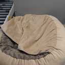 JOEJOY Small Dog Cat Bed With Hooded Blanket, Cozy Cuddler Luxury Puppy Pet Donut Round Calming Anti-Anxiety Burrow Cave - Anti-Slip Bottom, Machine Washable, 23 Inch (Beige)