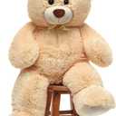 Giant Teddy Bear Stuffed Animal 36 inch Plush Bear Toy for Girlfriend Girls Kids Gifts Chrsitmas Valentine's Day Birthday Baby Shower Decorations (Beige)