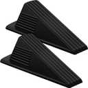 Frienda 2 Pcs Jumbo Door Stoppers Heavy Duty Door Stopper Tall up to 2inch Tall Wedge TPR Large Wedge Stackable Big Rubber Doorstop for Hotel Carpet Hardwood Concrete and Tile (Black)