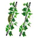 BNOSDM 2PCS Reptile Climbing Branch, Bendable Jungle Vine with Leaves Terrarium Plant Decoration with Suction Cup Chameleon Cage Accessories for Gecko Lizard Bearded Dragons Snake (White Vein Ivy)