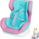 Doll Car Seat for 6-7 Inch Dolls with Elastic Strap & Magnetic Base - Vent Clip Mount and Desk Stand, for Blind Box Collectors