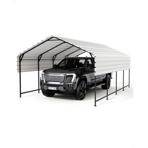 GarveeLife Metal Carport 13 ft x21 ft Heavy Duty, Steel Carport with 10 ft Height and 16 Ga. Reinforced Poles, Permanent Shed for Full-Sized Pickup Trucks, Bass Boats, and Tractors