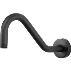 NearMoon J Shaped Shower Extension Arm, Stainless Steel Shower Head Height Extender with Flange, Riser Pipe Design for Cozy Shower Experience, Standard 1/2" Connection (8 Inch, Matte Black)
