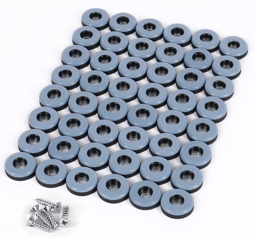 Teflon Furniture Sliders, 48pcs 1inch Reusable Furniture Glides with Screws for Carpet Tile Hardwood (Grayish Blue)