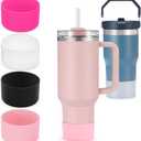4 PCS for Stanley Boot, Silicone Bottom for Stanley Cup Boot Quencher Adventure 40oz&for Hydroflask Boot 12-24oz for Stanley Tumbler Accessories for Stanley Cup Accessories Avoid Scratches&Noise