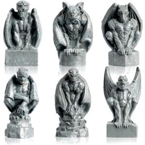 Rileryan 6 PCS Miniature Evil Gargoyles Figurines Statue for Halloween Village Decorations Accessories Mini Graveyard Cemetery Decor