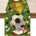 2 x XCHI Soccer Theme Grass Trophy Sneakers Table Runner Game Day Table Decoration for Soccer Party Home Kitchen Dining Holiday Decor 13x90 Inch
