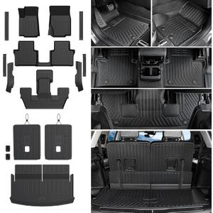 Floor Mats Cargo Mat for 2021-2025 2026 Jeep Grand Cherokee L w/Captain Chair (Only for 6-Seater w/o 2nd Row Armrest), All Weather TPE Trunk Cargo Liner Car Accessories (L | Floor Mats Set)