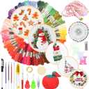 Swpeet 212Pcs Embroidery Kit, Stitch Kits Include 100 Colors Threads, Aida Cloth, Sewing Pins, Floss Bobbins, Embroidery Needles, Bamboo Embroidery Hoops, The Shell of a Pen with Erasable Refill