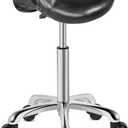 Kaleurrier Saddle Stool Rolling Swivel Height Adjustable with Wheels,Heavy Duty Stool,Ergonomic Stool Chair for Lab,Clinic,Dentist,Salon,Massage,Office and Home Kitchen (Black, Without Back), 14 X 16"