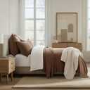 EVERGRACEHOME 100% Cotton Box Stitch Quilt Bedding Set Queen Size 3 Pieces, Garment-Washed Lightweight Soft Cozy Coverlet, Quilted Bedspread Sets with 2 Shams for All Season, Sienna Brown | Box Stitch Design, 100% Cotton, Soft, Oversized, Pre Washed, Oeko-Tex Certified