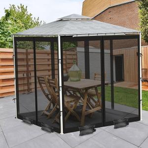 Mosquito Netting for Patio Umbrella Mosquito Net with 6pcs Sandbags Patio Screen Mesh with Zipper Mosquito Netting for Outdoor Canopy Umbrellas,No Support Frame Black 1260cm