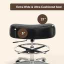 Ergonomic Saddle Stool with Foot Ring, Adjustable Rolling Chair, Black, Chrome