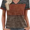 Kistore Womens Summer Tops Short Sleeve V Neck Casual Shirts Beach Vacation Dressy Work Blouses (S)