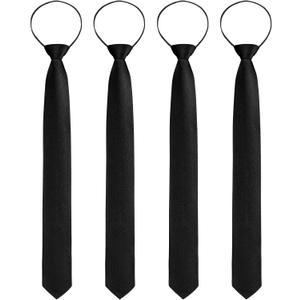 Xinnun 4 Pieces Zipper Ties for Men Adjustable Men's Neckties Zip on Tie for Zipper Skinny Necktie Clip on Slim Tie