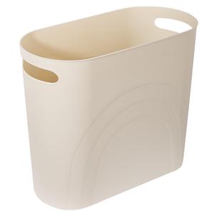 rejomiik Small Trash Can, 3.5 Gallon Slim Garbage Can Plastic Waste Basket with Handles Container Bin for Narrow Spaces Bathroom, Bedroom, Kitchen, Office at Home, Cream