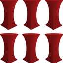 Cocktail Table Covers-Spandex Round High Top Table Cloths 6 Pack 32x43 Inch-Red Stretch Fitted Christmas Tablecloth for Pub Bistro Highboy Party Event Banquet Height Folding Satnding Tables