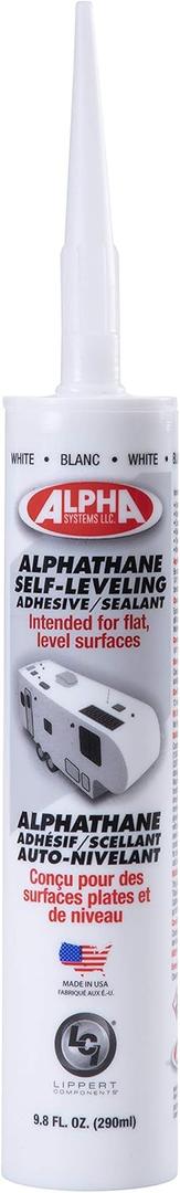 Lippert 5121 ALPHATHANE Self-Leveling Sealant for 5th Wheel RVs, Travel Trailers and Motorhomes (9.8 oz. Tube, White)