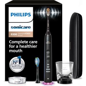 Philips Sonicare DiamondClean Smart 9300 Electric Toothbrush - Sonic Toothbrush with App, Pressure Sensor, 12 Brushing Settings, Replacement Reminder, Travel Case, Black, Model HX9903/15