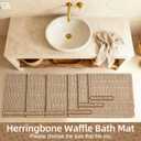 Sunfly Waffle Bath Mat, Boho Bath Rugs for Bathroom Floor Super Absorbent & Quick Dry, Non-Slip Washable Bath Mat with Tassels, Ultra Soft Farmhouse Bathroom Decor 16"*24" Beige