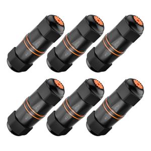 VCELINK CAT6A Waterproof Ethernet Coupler IP68 Short Profile, Female to Female Outdoor RJ45 Connector Shielded, Network Cable Extender 10Gbps for CAT6A/CAT6/CAT5E/CAT5 Cables 6-Pack, 3.23in