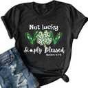 St Patricks Day T-Shirt Women Lucky Four Leaf Clover Shirts Irish Shamrock Holiday Tee Tops (Large, Grey)