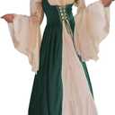 Abaowedding Womens's Medieval Renaissance Costume Cosplay Over Dress (2XL/3XL, Dark Green)