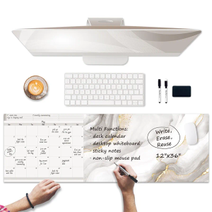 Multi-Functional Desk Calendar, Dry Erase Calendar for Desk - Erasable Desktop Writing Whiteboard and Memo Pad - Non-Slip Desk Protector for Home&Office