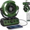 Gonex Camping Fan, Portable Tent Fan Rechargeable 20000mAh Battery Powered Variable Speed Control Desk Fan with Light & Remote for Hanging, Camping, Travel, Bedroom, Home, Fishing, Jobsite - Green
