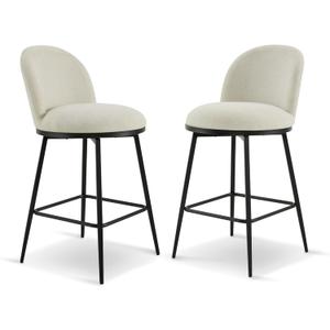 Swivel Bar Stools Set of 2, 26" H Upholstered Linen Fabric Barstools with Backs, Counter Height Stools with Metal Legs for Kitchen Island,Linen,1 Box