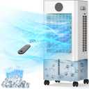 Windowless Portable Air Conditioner, 12H Timer & 2-Gal Tank, 3-IN-1 Portable AC Unit with Remote, 75Oscillation, 3 Modes & 3 Speeds, Ultra-Quiet 24" Ventless Swamp Cooler for Room Home Office