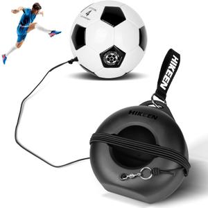 Hikeen Soccer Training Set with Metal Base Portable Solo Trainer Equipment with Rebound Ball-Popular Soccer Gift,Socce Skills Practice Aid for Outdoors Indoor (Black)