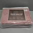 Luxury Soft Velvet Quilt Set King Size - Lightweight Velvet Bedding Set for All Season, Oversized Bedspread Coverlet Comforter Set with 2 Pillow Shams, Pink, Diamond (King/Cal.King (106" x 96"))