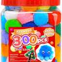 IOOLEEM Multi-Color Pom Poms, 300pcs 1inch, Pom Poms for Arts and Crafts, Pom Pom Balls, Craft Pom Poms. (1 inch / 2.5 cm)